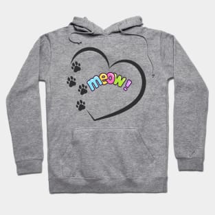 Cat paw print heart meow Hoodie